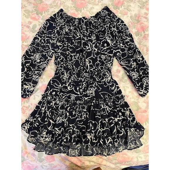 MISA Los Angeles Darla Off-the-Shoulder Navy Blue Dress size Small - Picture 2 of 10